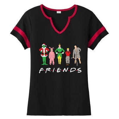 Friends Christmas Family Classic Movies Funny Ladies Halftime Notch Neck Tee