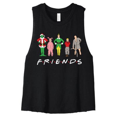 Friends Christmas Family Classic Movies Funny Women's Racerback Cropped Tank