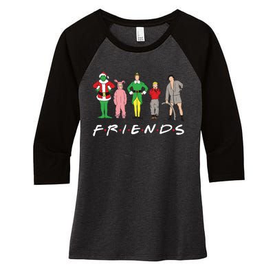 Friends Christmas Family Classic Movies Funny Women's Tri-Blend 3/4-Sleeve Raglan Shirt