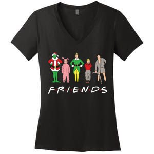 Friends Christmas Family Classic Movies Funny Women's V-Neck T-Shirt