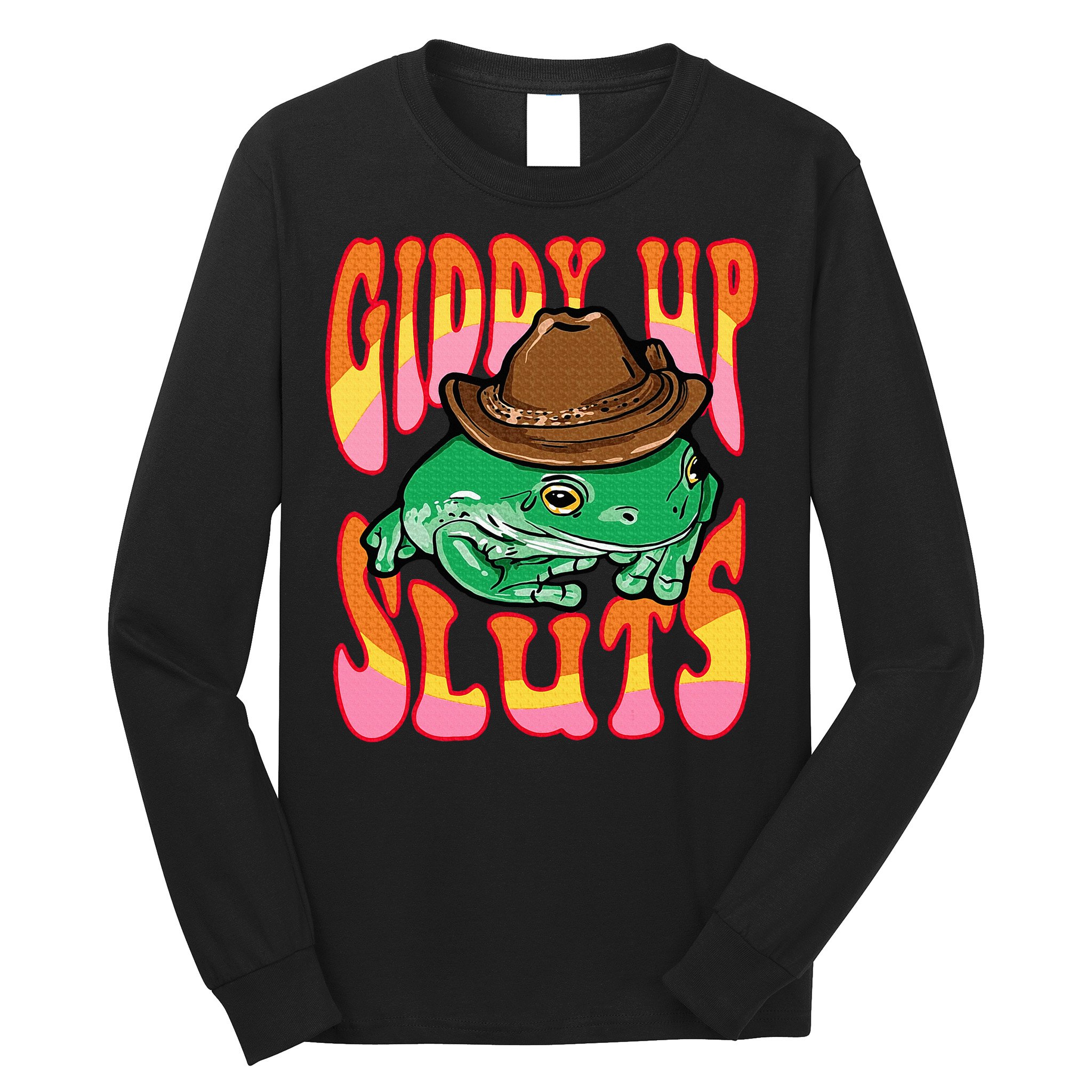 Funny Cowboy Frog Cottagecore Aesthetic Frog Lover Long Sleeve Shirt