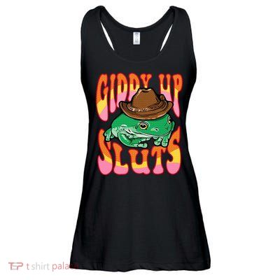 Funny Cowboy Frog Cottagecore Aesthetic Frog Lover Ladies Essential Flowy Tank