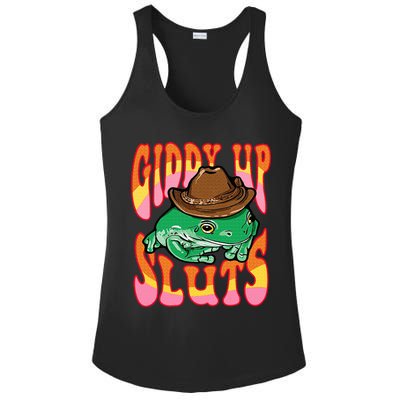 Funny Cowboy Frog Cottagecore Aesthetic Frog Lover Ladies PosiCharge Competitor Racerback Tank