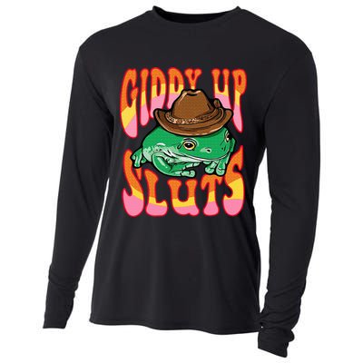Funny Cowboy Frog Cottagecore Aesthetic Frog Lover Cooling Performance Long Sleeve Crew