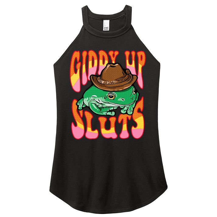 Funny Cowboy Frog Cottagecore Aesthetic Frog Lover Women's Perfect Tri Rocker Tank