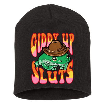 Funny Cowboy Frog Cottagecore Aesthetic Frog Lover Short Acrylic Beanie