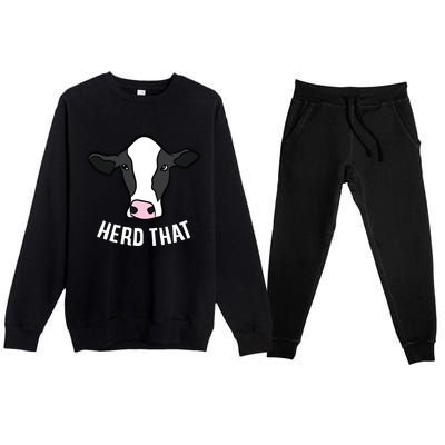 Funny Cow Farming Gift For Cow Farmer Herd That Gift Premium Crewneck Sweatsuit Set