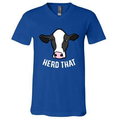 Funny Cow Farming Gift For Cow Farmer Herd That Gift V-Neck T-Shirt