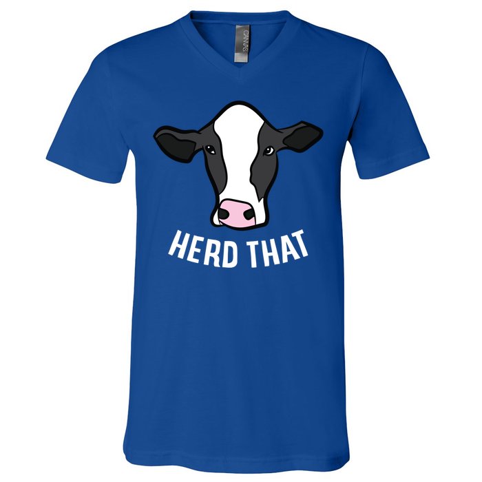 Funny Cow Farming Gift For Cow Farmer Herd That Gift V-Neck T-Shirt