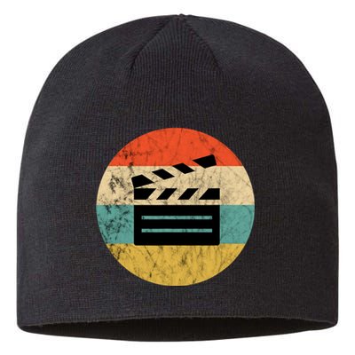 Filmmaker Clapboard Film Director Lover Retro Vintage Sunset Sustainable Beanie