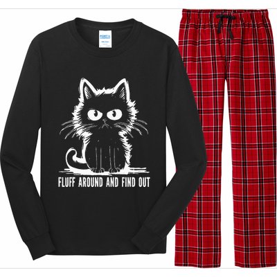 Funny Cat Fluff Around And Find Out Gifts Long Sleeve Pajama Set