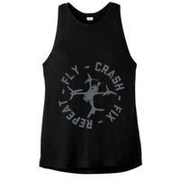 Fly Crash Fix Repeat Funny FPV Drone Pilot Racing Quad Ladies PosiCharge Tri-Blend Wicking Tank