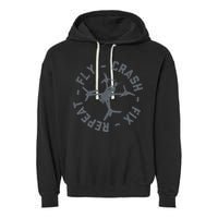 Fly Crash Fix Repeat Funny FPV Drone Pilot Racing Quad Garment-Dyed Fleece Hoodie