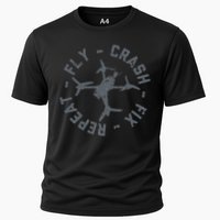 Fly Crash Fix Repeat Funny FPV Drone Pilot Racing Quad Performance Shirt