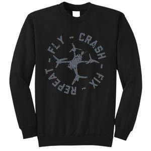 Fly Crash Fix Repeat Funny FPV Drone Pilot Racing Quad Sweatshirt