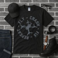 Fly Crash Fix Repeat Funny FPV Drone Pilot Racing Quad Tall T-Shirt