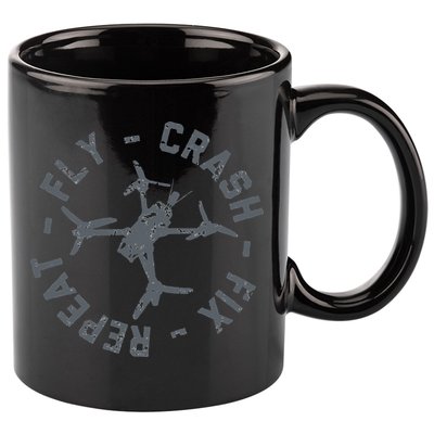 Fly Crash Fix Repeat Funny FPV Drone Pilot Racing Quad 11oz C Handle Ceramic Mug