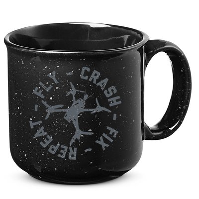 Fly Crash Fix Repeat Funny FPV Drone Pilot Racing Quad 15oz Campfire Ceramic Mug