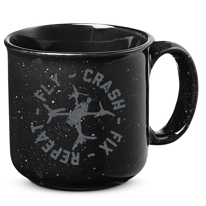 Fly Crash Fix Repeat Funny FPV Drone Pilot Racing Quad 15oz Campfire Ceramic Mug