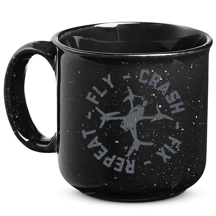 Fly Crash Fix Repeat Funny FPV Drone Pilot Racing Quad 15oz Campfire Ceramic Mug