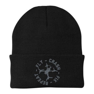 Fly Crash Fix Repeat Funny FPV Drone Pilot Racing Quad Beanie