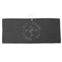Fly Crash Fix Repeat Funny FPV Drone Pilot Racing Quad Large Microfiber Waffle Golf Towel
