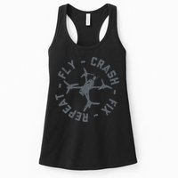 Fly Crash Fix Repeat Funny FPV Drone Pilot Racing Quad Womens Tank Top