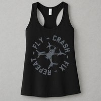 Fly Crash Fix Repeat Funny FPV Drone Pilot Racing Quad Womens Tank Top