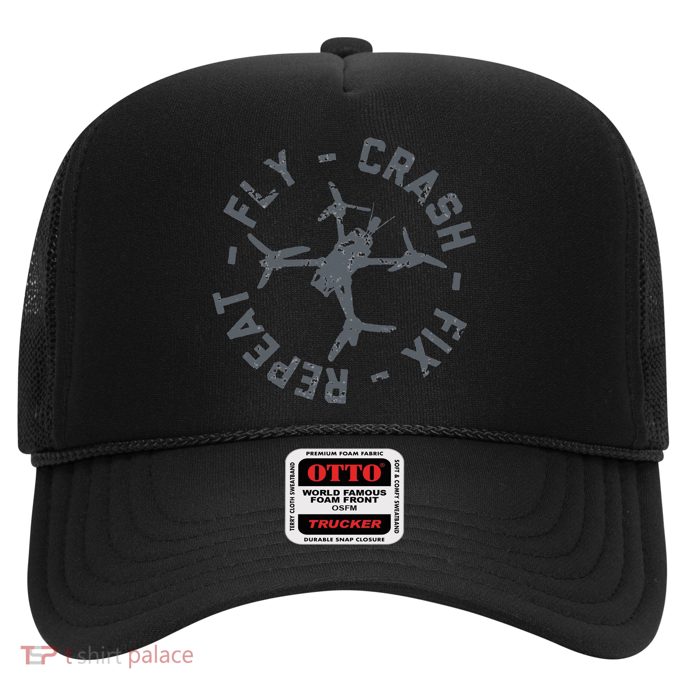 Fly Crash Fix Repeat Funny FPV Drone Pilot Racing Quad Trucker Hat