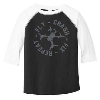 Fly Crash Fix Repeat Funny FPV Drone Pilot Racing Quad Toddler Fine Jersey T-Shirt