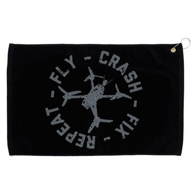 Fly Crash Fix Repeat Funny FPV Drone Pilot Racing Quad Grommeted Golf Towel