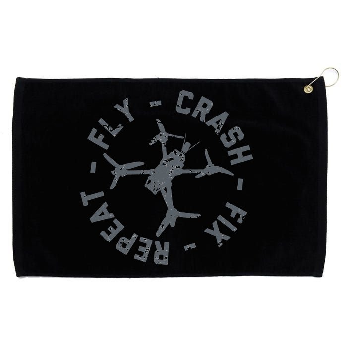 Fly Crash Fix Repeat Funny FPV Drone Pilot Racing Quad Grommeted Golf Towel