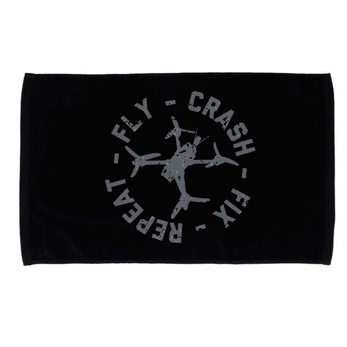 Fly Crash Fix Repeat Funny FPV Drone Pilot Racing Quad Microfiber Hand Towel