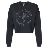 Fly Crash Fix Repeat Funny FPV Drone Pilot Racing Quad Cropped Pullover Crew
