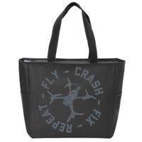 Fly Crash Fix Repeat Funny FPV Drone Pilot Racing Quad Zip Tote Bag