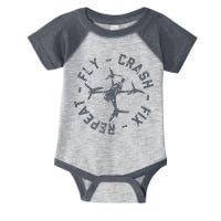 Fly Crash Fix Repeat Funny FPV Drone Pilot Racing Quad Infant Baby Jersey Bodysuit