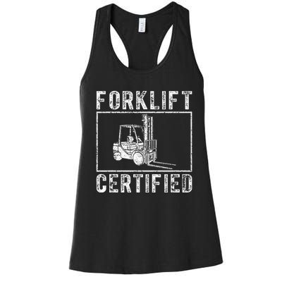 Forklift Certified funny contruction Women's Racerback Tank