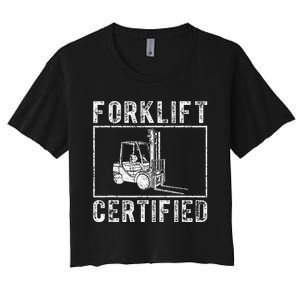 Forklift Certified funny contruction Women's Crop Top Tee