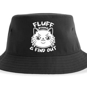 Funny Cat Fluff Around And Find Out Women Men Sustainable Bucket Hat