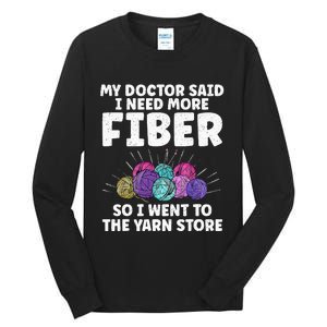 Funny Crocheting For Women Mom Knitting Yarn Crochet Lovers Tall Long Sleeve T-Shirt