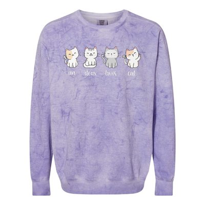 Funny Cute French Un Deux Trois Cat Kitten Lover Colorblast Crewneck Sweatshirt