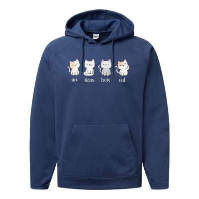 Funny Cute French Un Deux Trois Cat Kitten Lover Performance Fleece Hoodie