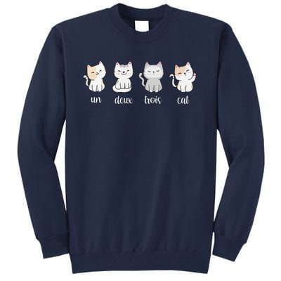 Funny Cute French Un Deux Trois Cat Kitten Lover Tall Sweatshirt