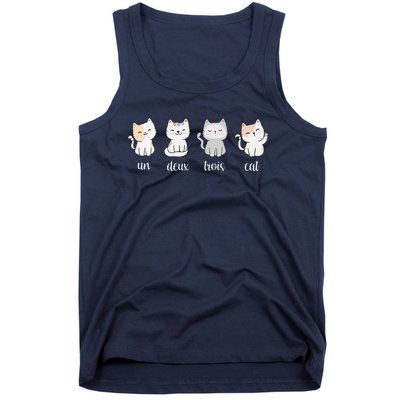 Funny Cute French Un Deux Trois Cat Kitten Lover Tank Top