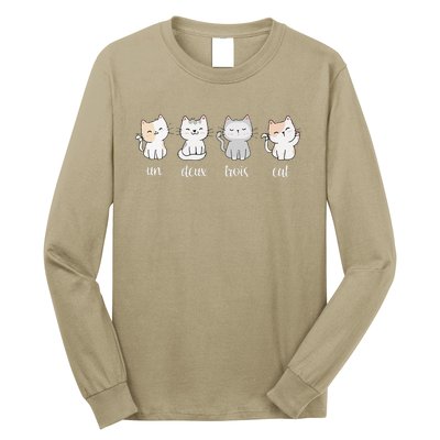 Funny Cute French Un Deux Trois Cat Kitten Lover Long Sleeve Shirt