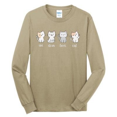 Funny Cute French Un Deux Trois Cat Kitten Lover Tall Long Sleeve T-Shirt