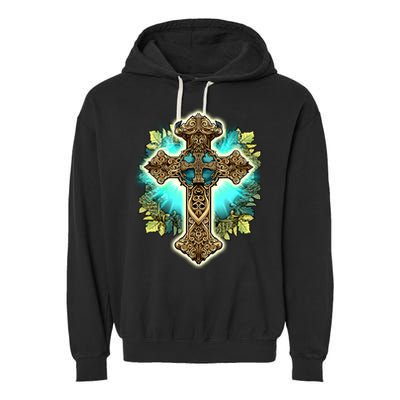 Filigree Cross Garment-Dyed Fleece Hoodie