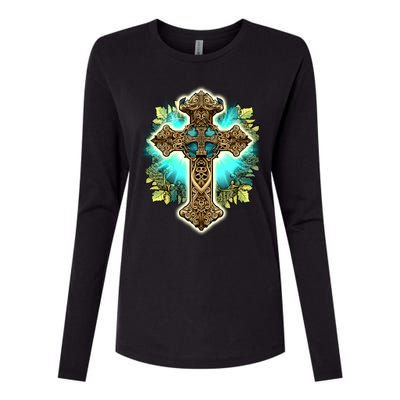 Filigree Cross Womens Cotton Relaxed Long Sleeve T-Shirt