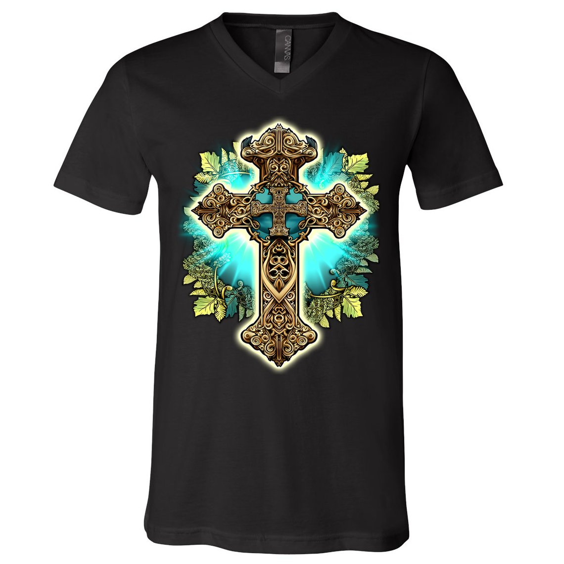 Filigree Cross V-Neck T-Shirt