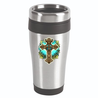 Filigree Cross 16oz Travel Tumbler